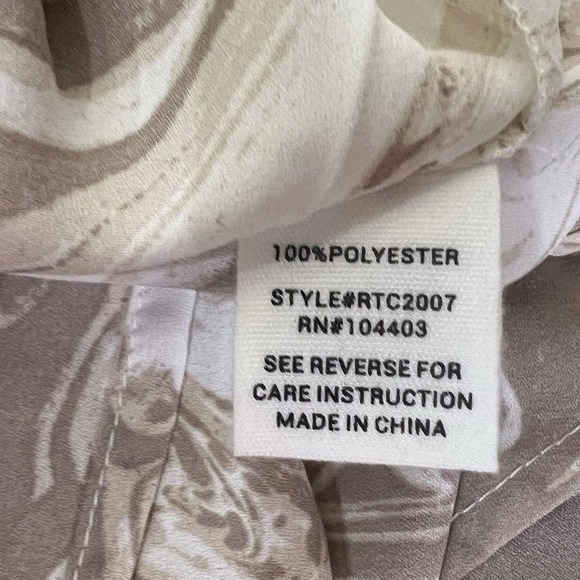 August Sky Anthropologie Beige Abstract Print Long Sleeve Blouse Top Size M - Picture 6 of 9